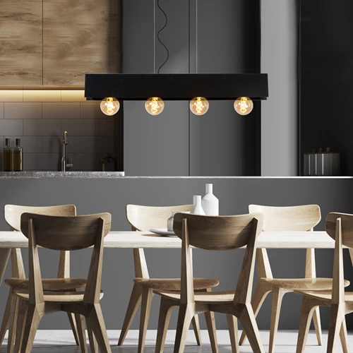 Lucide SURTUS - Hanglamp - 4xE27 - Zwart - sfeer 1